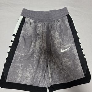 Nike Grey and Black Boys' Athletic Shorts with White Swoosh